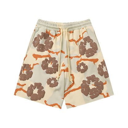 Foam Print, Shorts Made of Pure Cotton Material, Denim Tears Summer Shorts, Summer T-Shirt, Unisex Casual, Shorts