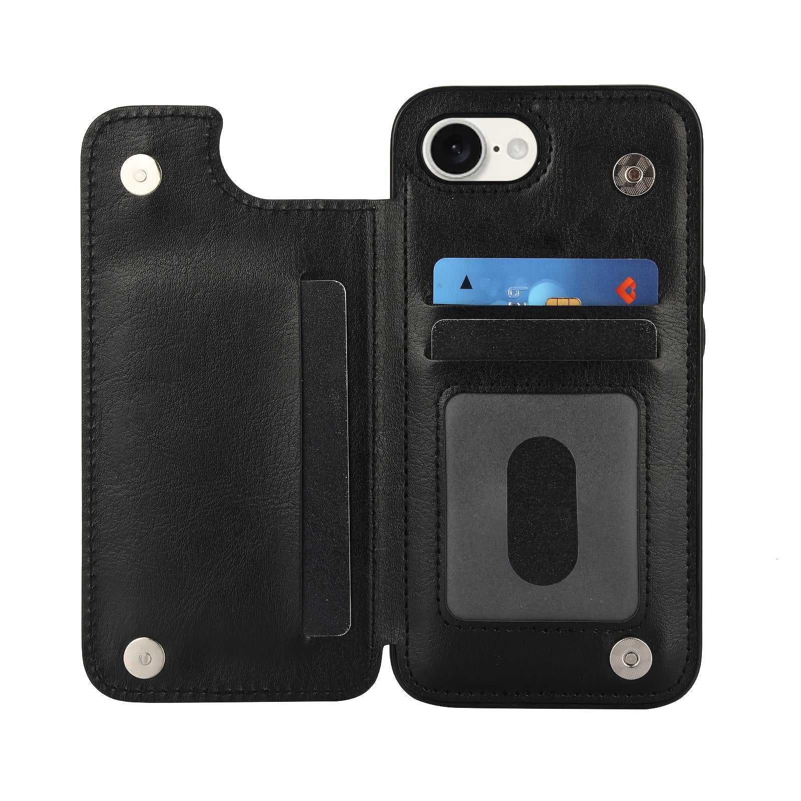 for iPhone 16 15 14 13 12 11 Pro Max XR XS Max SE 2022/2020 7 8 Plus Wallet Case with Card Holder, Faux Leather Kickstand Card Slots Case, Double Magnetic Clasp and Durable Shockproof Cover