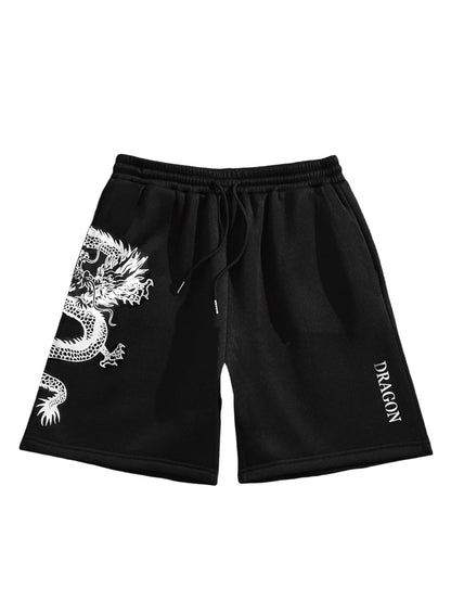 GORGLITTER Men's Letter Graphic Track Shorts Drawstring Waist Summer Workout Shorts Streetwear