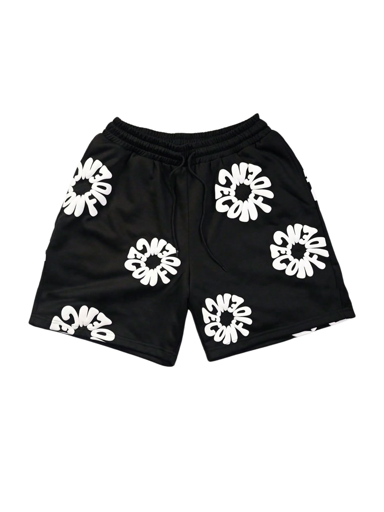 GORGLITTER Men's Letter Graphic Track Shorts Drawstring Waist Summer Workout Shorts Streetwear