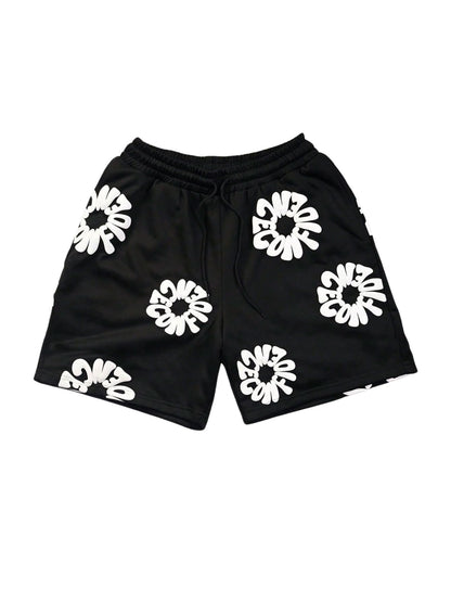 GORGLITTER Men's Letter Graphic Track Shorts Drawstring Waist Summer Workout Shorts Streetwear