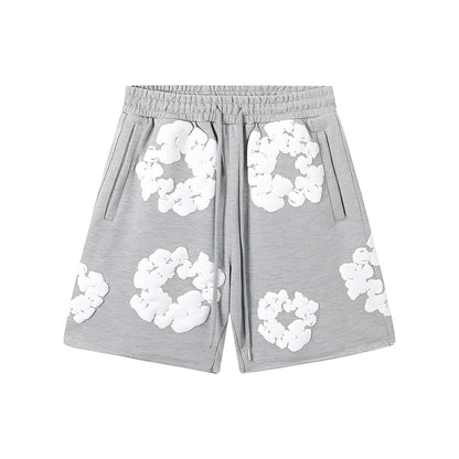 Foam Print, Shorts Made of Pure Cotton Material, Denim Tears Summer Shorts, Summer T-Shirt, Unisex Casual, Shorts