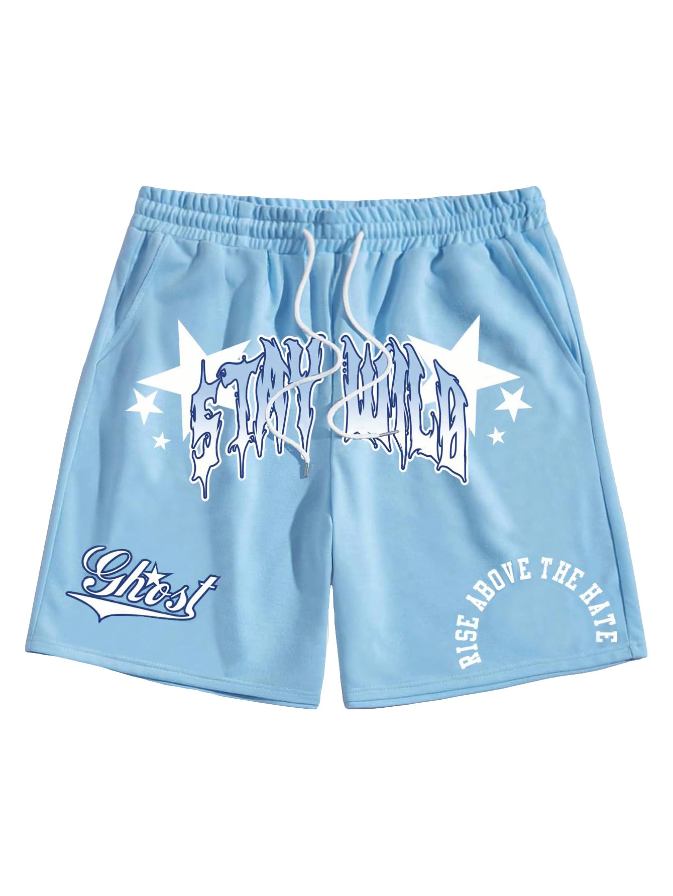 GORGLITTER Men's Letter Graphic Track Shorts Drawstring Waist Summer Workout Shorts Streetwear