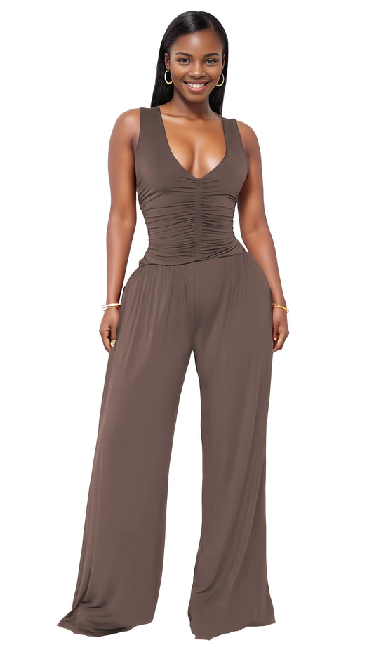 Jumpsuits for Women Dressy Casual Wide Leg Rompers Pants One Piece Suits Sleeveless High Waist Vacation Party Club