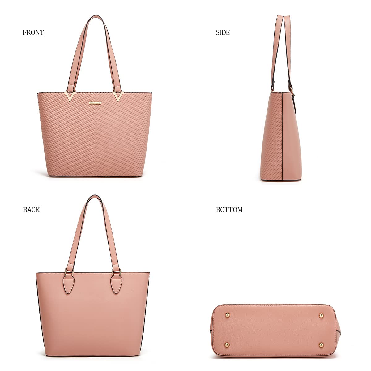 Women Fashion Synthetic Leather Handbags Tote Bag Shoulder Bag Top Handle Satchel Purse Set 4pcs