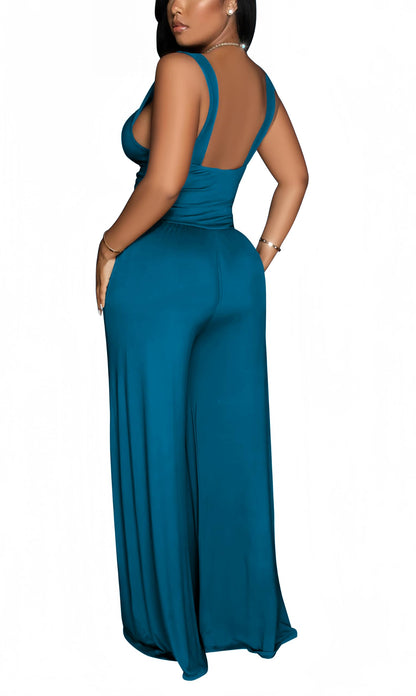 Jumpsuits for Women Dressy Casual Wide Leg Rompers Pants One Piece Suits Sleeveless High Waist Vacation Party Club