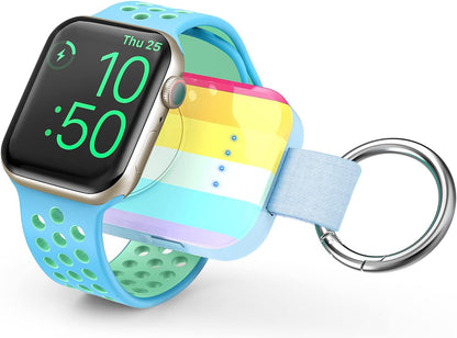 i.VALUX Portable Wireless Charger for Apple Watch Series 10/9/8/UItra/7/6/5/4/3/2/SE/Nike, Compact Magnetic iWatch Charger 1000mAh Power Bank Travel Keychain Style Gift for Mother Girl Birthday-Pink