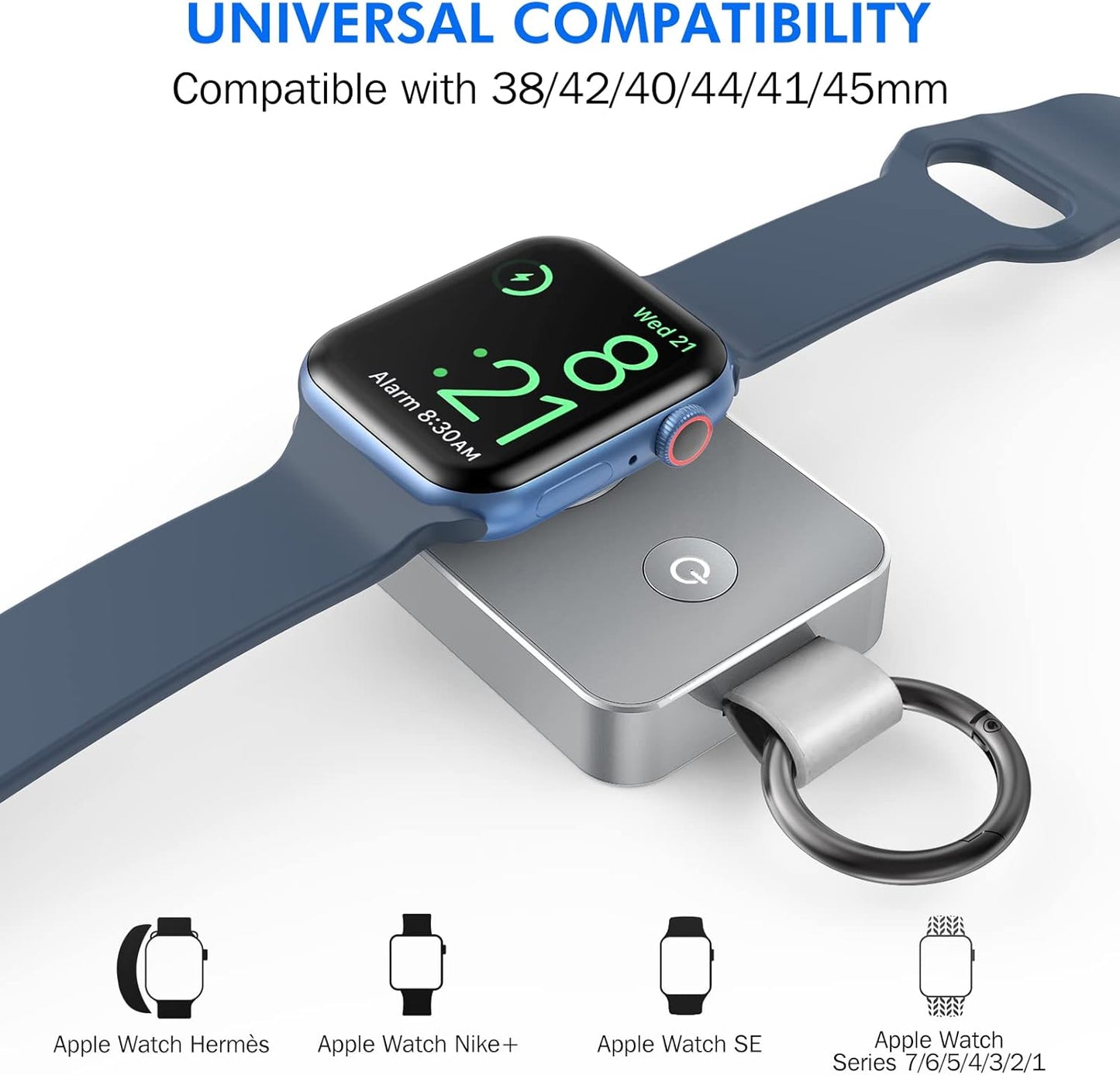 i.VALUX Portable Wireless Charger for Apple Watch Series 10/9/8/UItra/7/6/5/4/3/2/SE/Nike, Compact Magnetic iWatch Charger 1000mAh Power Bank Travel Keychain Style Gift for Mother Girl Birthday-Pink