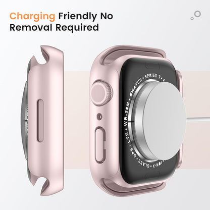 Goton Waterproof Privacy Case for Apple Watch Series 10 SE 9 8 7 6 5 4 Ultra 2 Ultra, Hard PC Bumper Tempered Glass Screen Protector for iWatch Cover Accessories, 46mm Matte Black