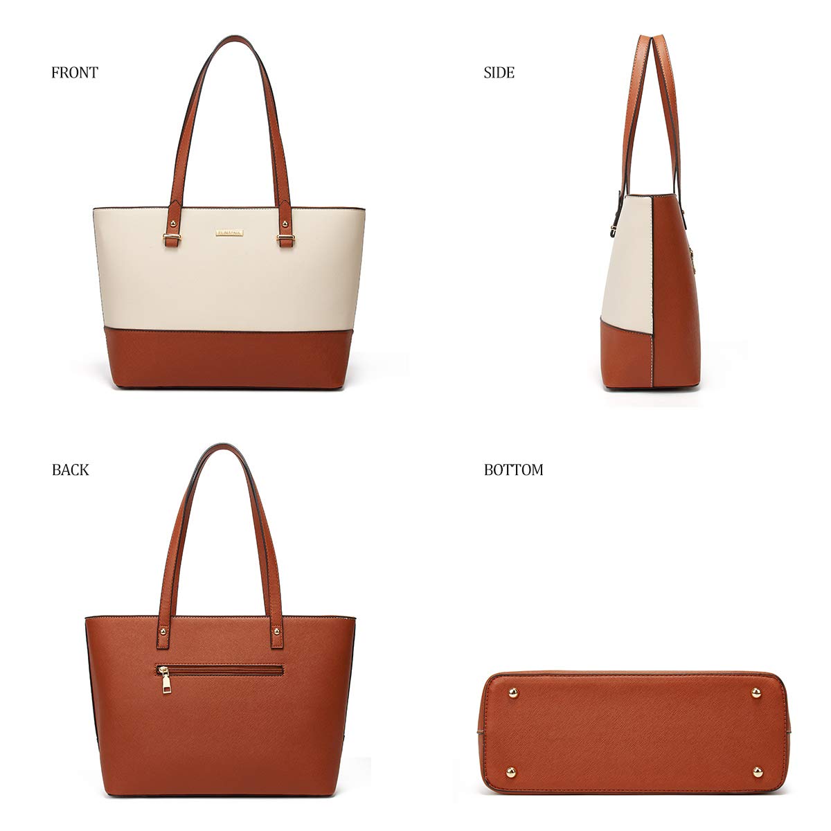 Women Fashion Synthetic Leather Handbags Tote Bag Shoulder Bag Top Handle Satchel Purse Set 4pcs