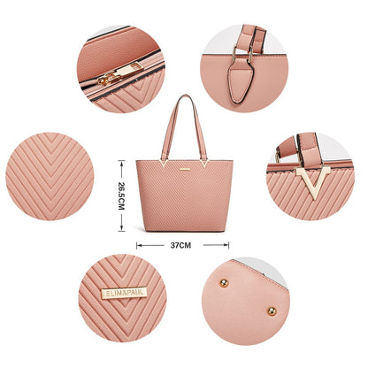 Women Fashion Synthetic Leather Handbags Tote Bag Shoulder Bag Top Handle Satchel Purse Set 4pcs
