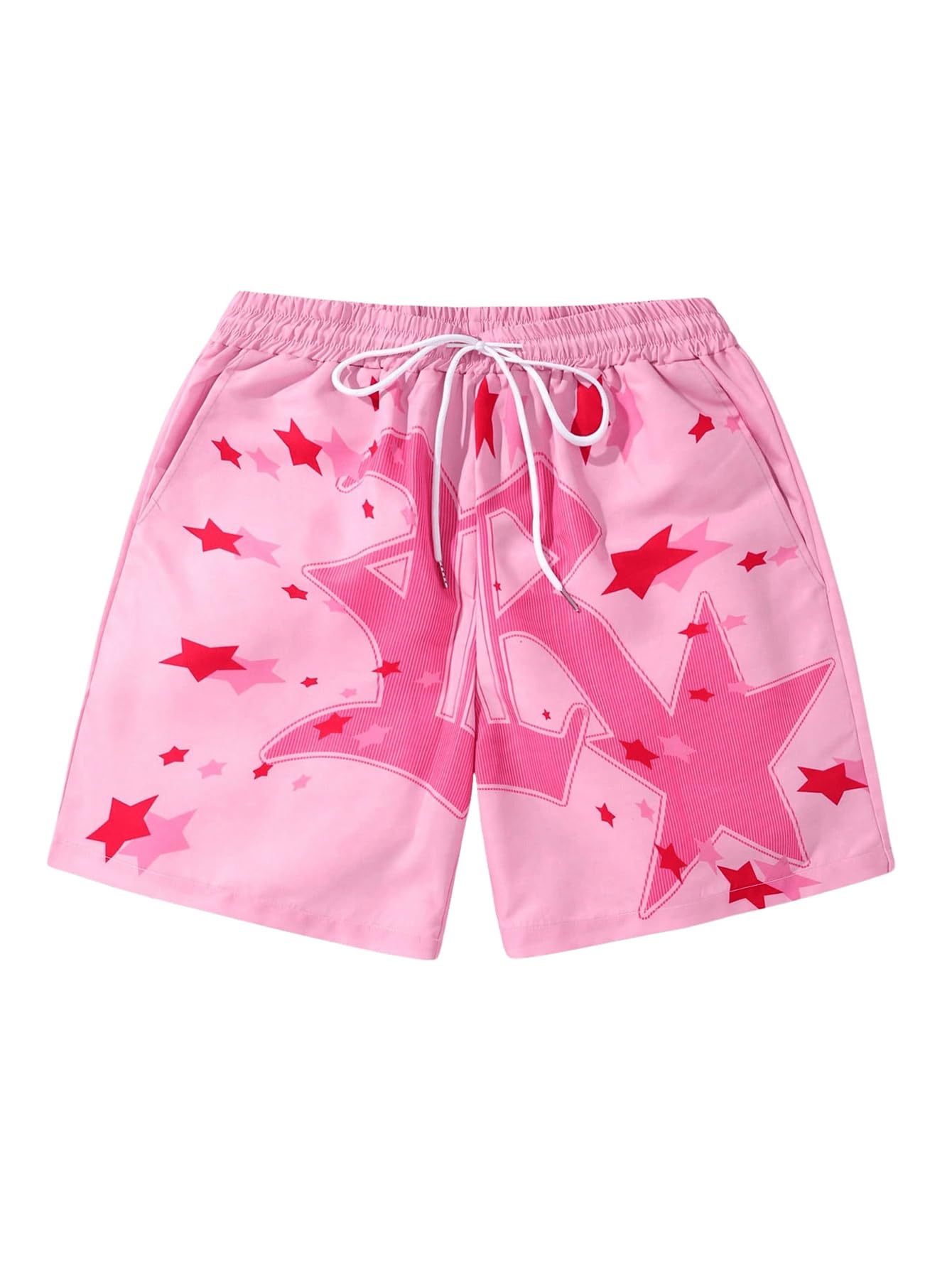 GORGLITTER Men's Letter Graphic Track Shorts Drawstring Waist Summer Workout Shorts Streetwear