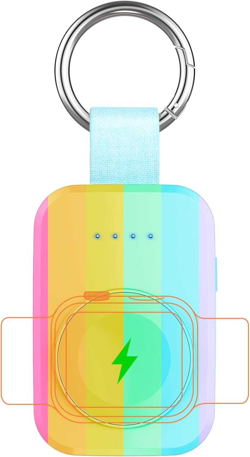 i.VALUX Portable Wireless Charger for Apple Watch Series 10/9/8/UItra/7/6/5/4/3/2/SE/Nike, Compact Magnetic iWatch Charger 1000mAh Power Bank Travel Keychain Style Gift for Mother Girl Birthday-Pink