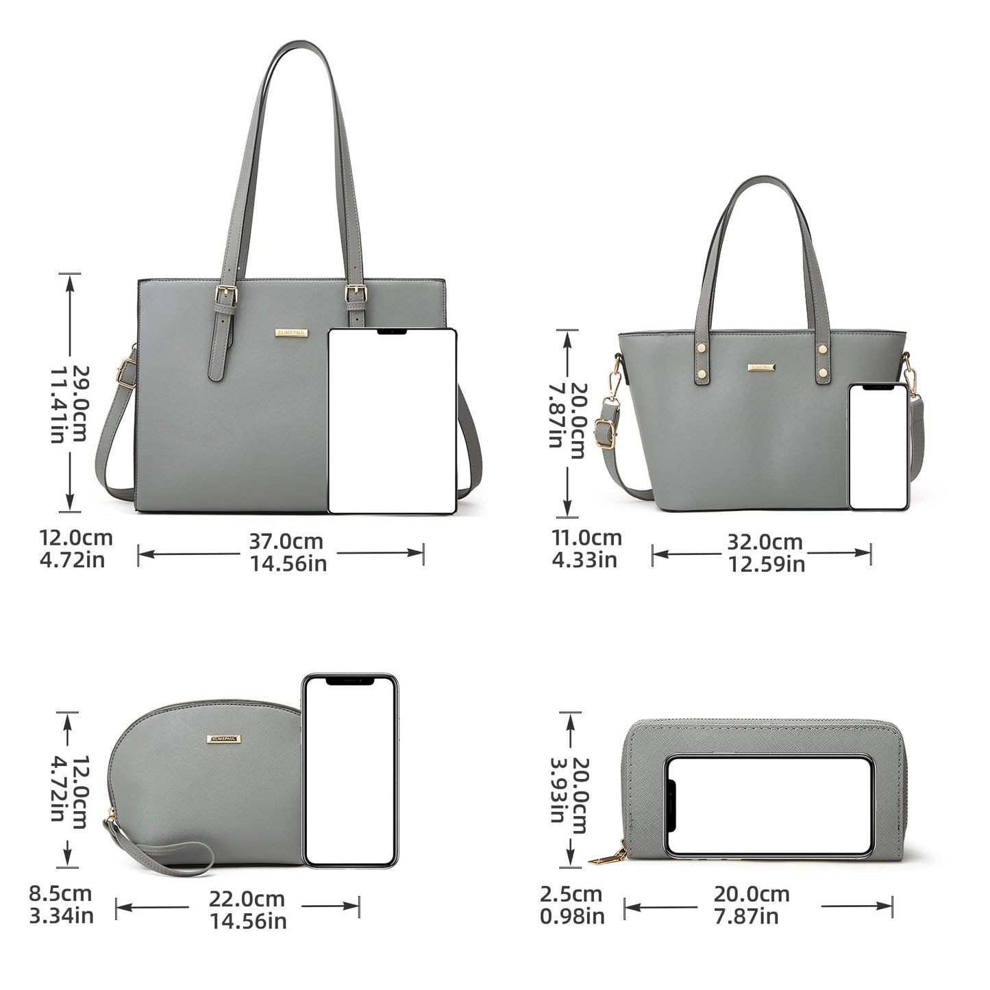Women Fashion Synthetic Leather Handbags Tote Bag Shoulder Bag Top Handle Satchel Purse Set 4pcs