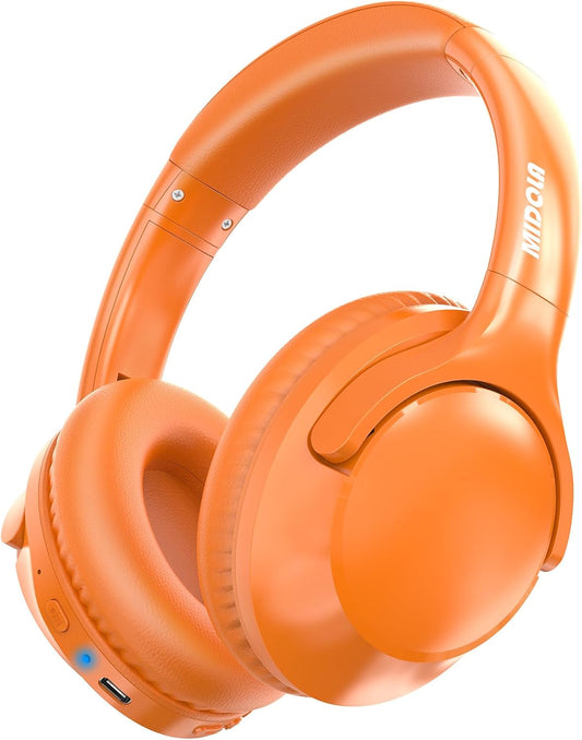 MIDOLA Bluetooth Headphones Over Ear 68H Playtime 6 EQ Wireless Headset with Microphone HiFi Stereo Foldable Lightweight Deep Bass for Travel Home Office Cellphone Black