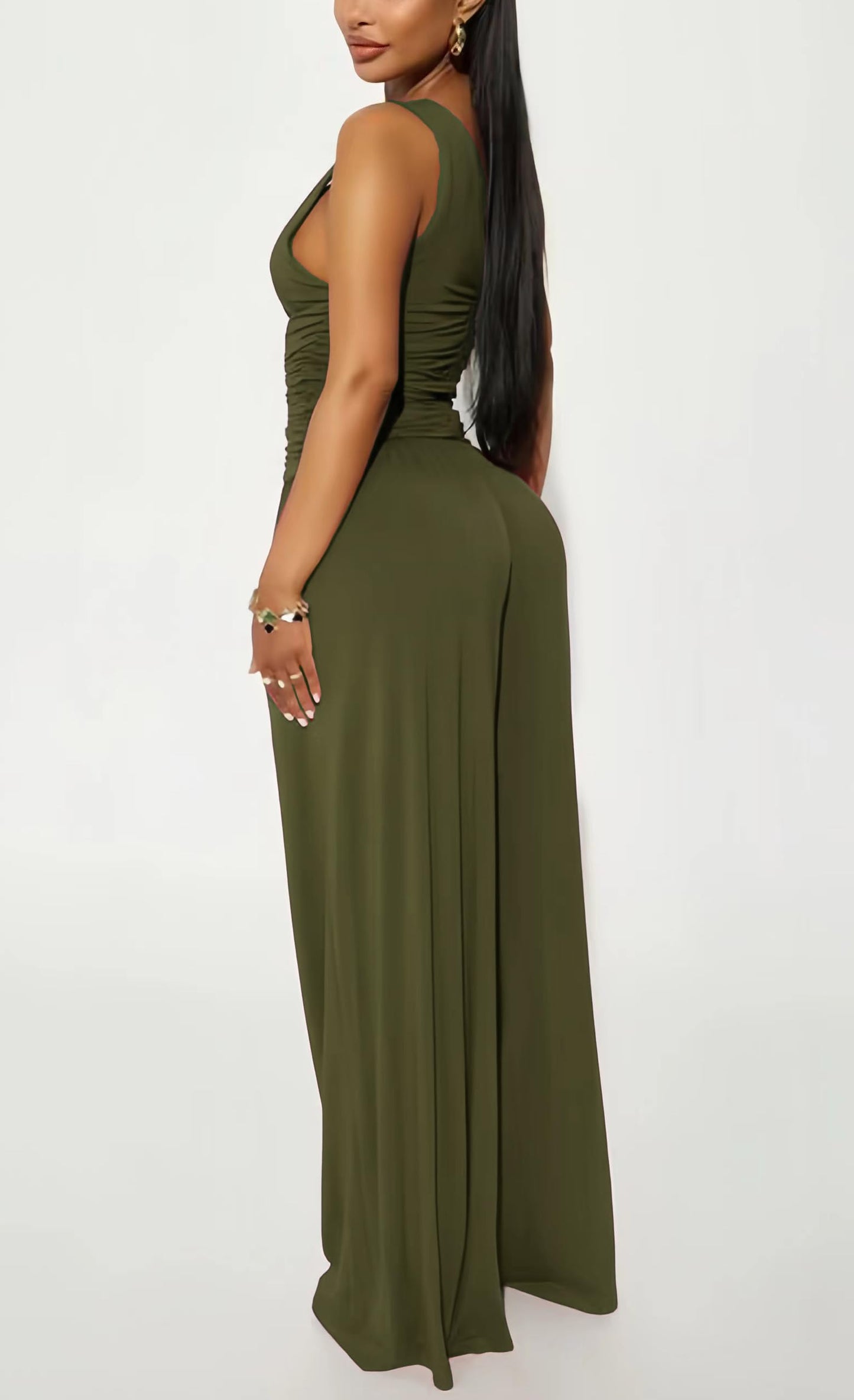 Jumpsuits for Women Dressy Casual Wide Leg Rompers Pants One Piece Suits Sleeveless High Waist Vacation Party Club