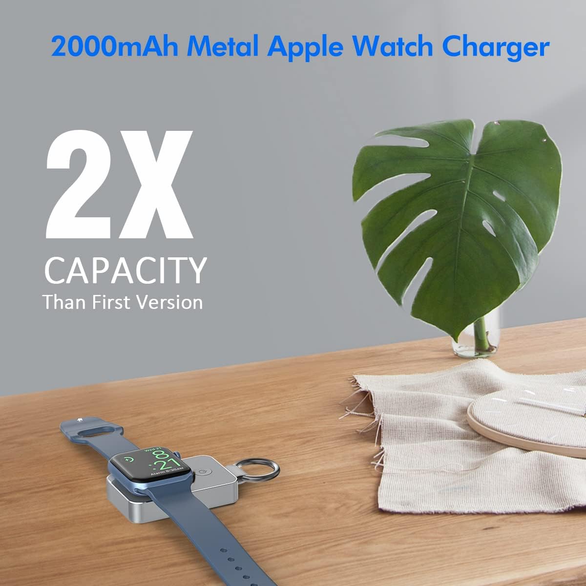 i.VALUX Portable Wireless Charger for Apple Watch Series 10/9/8/UItra/7/6/5/4/3/2/SE/Nike, Compact Magnetic iWatch Charger 1000mAh Power Bank Travel Keychain Style Gift for Mother Girl Birthday-Pink