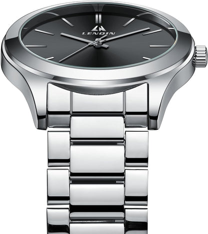 LN LENQIN Mens Watches Waterproof Stainless Steel Watch for Men Analog Quartz Fashion Business Designer Wristwatch