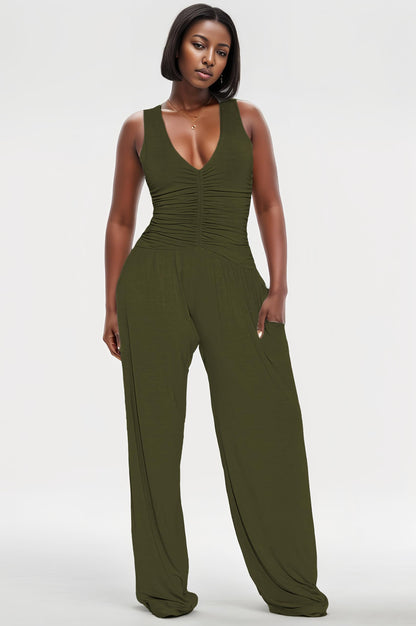 Jumpsuits for Women Dressy Casual Wide Leg Rompers Pants One Piece Suits Sleeveless High Waist Vacation Party Club