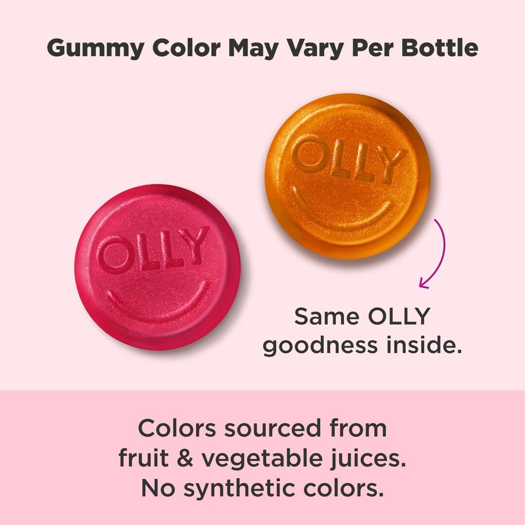 OLLY Undeniable Beauty Gummy, for Hair, Skin, Nails, Biotin, Vitamin C, Keratin, Chewable Supplement, Grapefruit, 30 Day Supply - 120 Count
