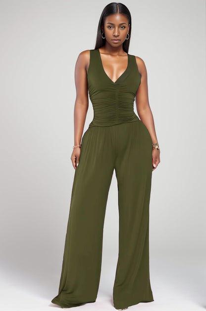 Jumpsuits for Women Dressy Casual Wide Leg Rompers Pants One Piece Suits Sleeveless High Waist Vacation Party Club