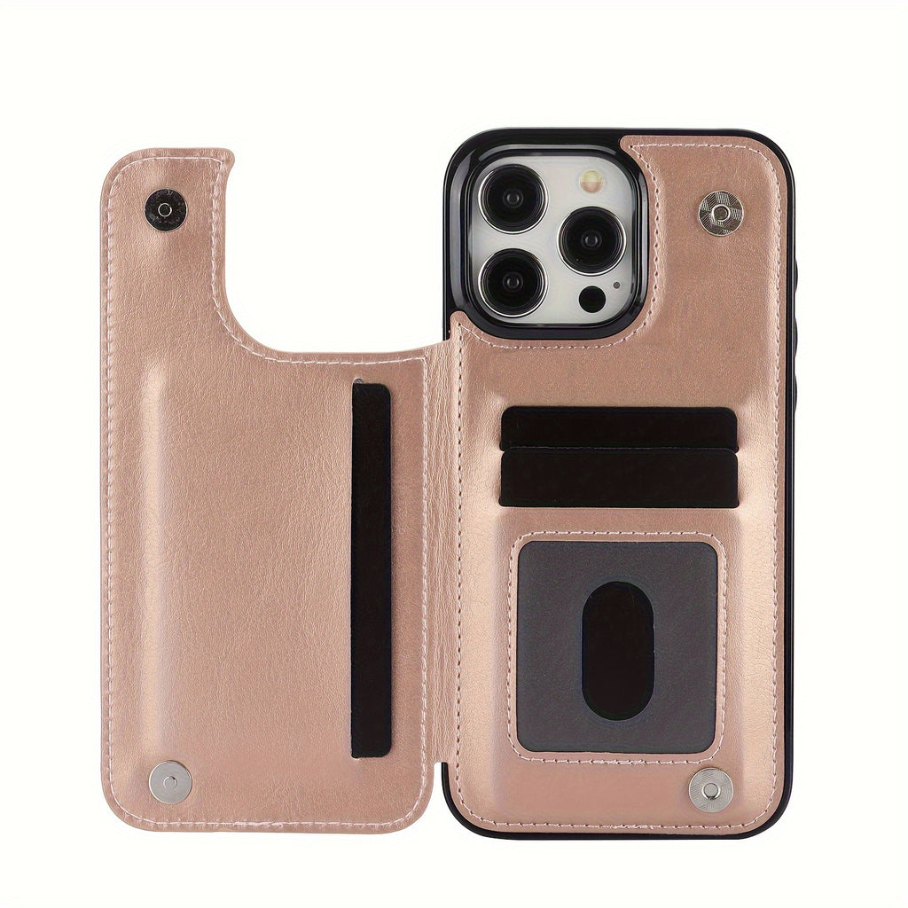 for iPhone 16 15 14 13 12 11 Pro Max XR XS Max SE 2022/2020 7 8 Plus Wallet Case with Card Holder, Faux Leather Kickstand Card Slots Case, Double Magnetic Clasp and Durable Shockproof Cover
