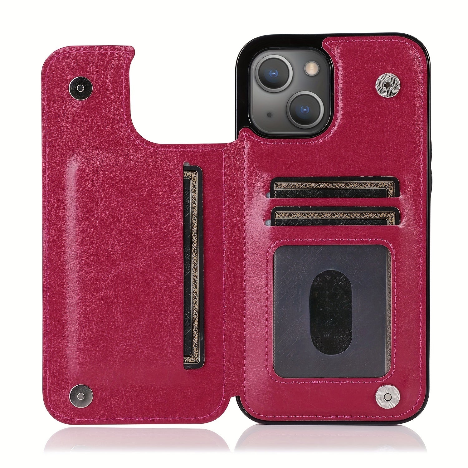for iPhone 16 15 14 13 12 11 Pro Max XR XS Max SE 2022/2020 7 8 Plus Wallet Case with Card Holder, Faux Leather Kickstand Card Slots Case, Double Magnetic Clasp and Durable Shockproof Cover