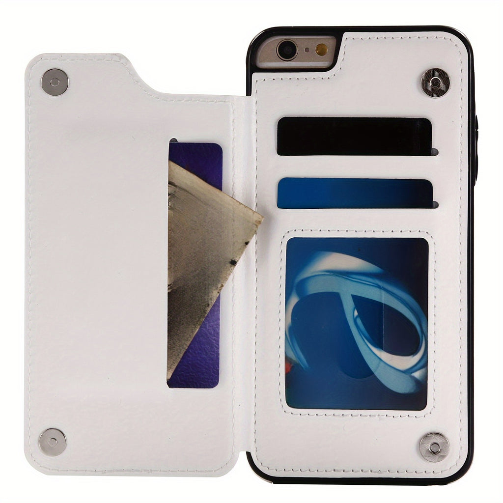 for iPhone 16 15 14 13 12 11 Pro Max XR XS Max SE 2022/2020 7 8 Plus Wallet Case with Card Holder, Faux Leather Kickstand Card Slots Case, Double Magnetic Clasp and Durable Shockproof Cover