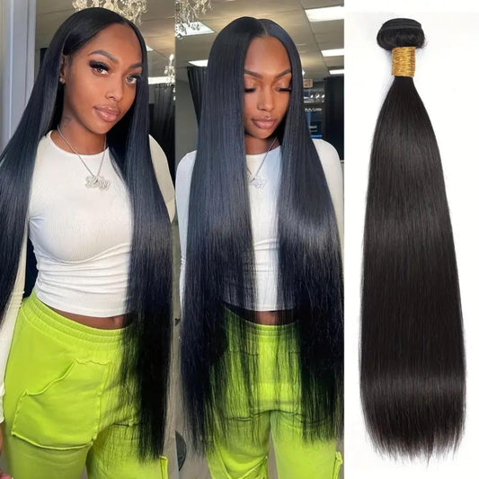 12A Human Hair Bundles - Straight 14 Inch 100% Unprocessed Brazilian Virgin Hair - Double Weft Weave - Natural Black Color Human Hair Extensions