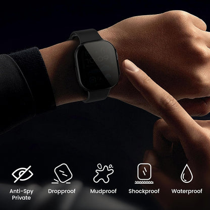 Goton Waterproof Privacy Case for Apple Watch Series 10 SE 9 8 7 6 5 4 Ultra 2 Ultra, Hard PC Bumper Tempered Glass Screen Protector for iWatch Cover Accessories, 46mm Matte Black