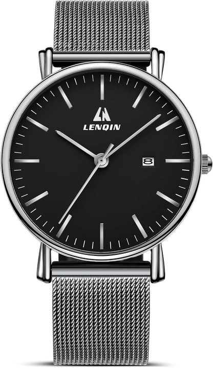 LN LENQIN Mens Watches Waterproof Stainless Steel Watch for Men Analog Quartz Fashion Business Designer Wristwatch