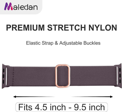 Maledan 10 Pack Stretchy Solo Loop Compatible with Apple Watch Band 40mm 38mm 41mm 42mm 44mm 45mm 46mm 49mm Women Men,Soft Nylon Elastic Strap Wristband for iWatch Series 10 9 8 7 6 5 4 3 2 1 SE Ultra
