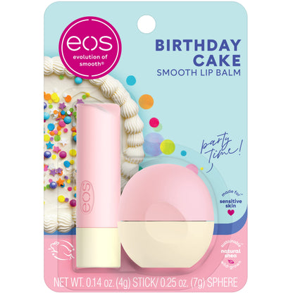 eos Natural Shea Lip Balm- Birthday Cake, All-Day Moisture Lip Care Products, 0.14 oz