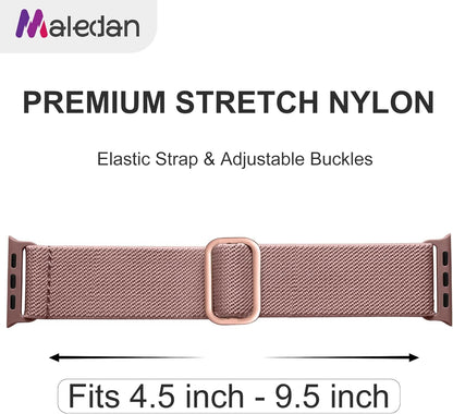 Maledan 10 Pack Stretchy Solo Loop Compatible with Apple Watch Band 40mm 38mm 41mm 42mm 44mm 45mm 46mm 49mm Women Men,Soft Nylon Elastic Strap Wristband for iWatch Series 10 9 8 7 6 5 4 3 2 1 SE Ultra