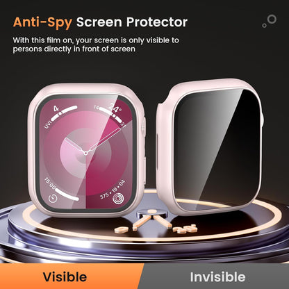 Goton Waterproof Privacy Case for Apple Watch Series 10 SE 9 8 7 6 5 4 Ultra 2 Ultra, Hard PC Bumper Tempered Glass Screen Protector for iWatch Cover Accessories, 46mm Matte Black