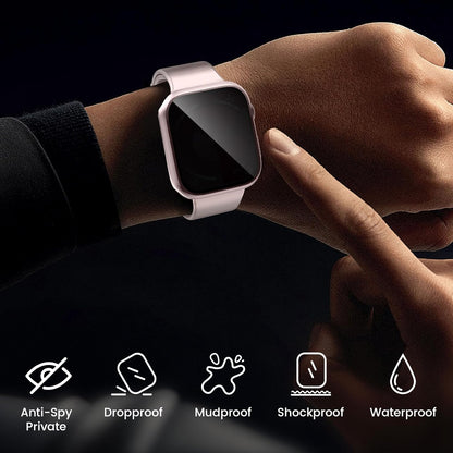 Goton Waterproof Privacy Case for Apple Watch Series 10 SE 9 8 7 6 5 4 Ultra 2 Ultra, Hard PC Bumper Tempered Glass Screen Protector for iWatch Cover Accessories, 46mm Matte Black