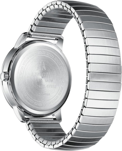 LN LENQIN Mens Watches Easy Read Analog Quartz Sport Waterproof Watch for Men with 38mm Stainless Steel Expansion Band and Glow Dial