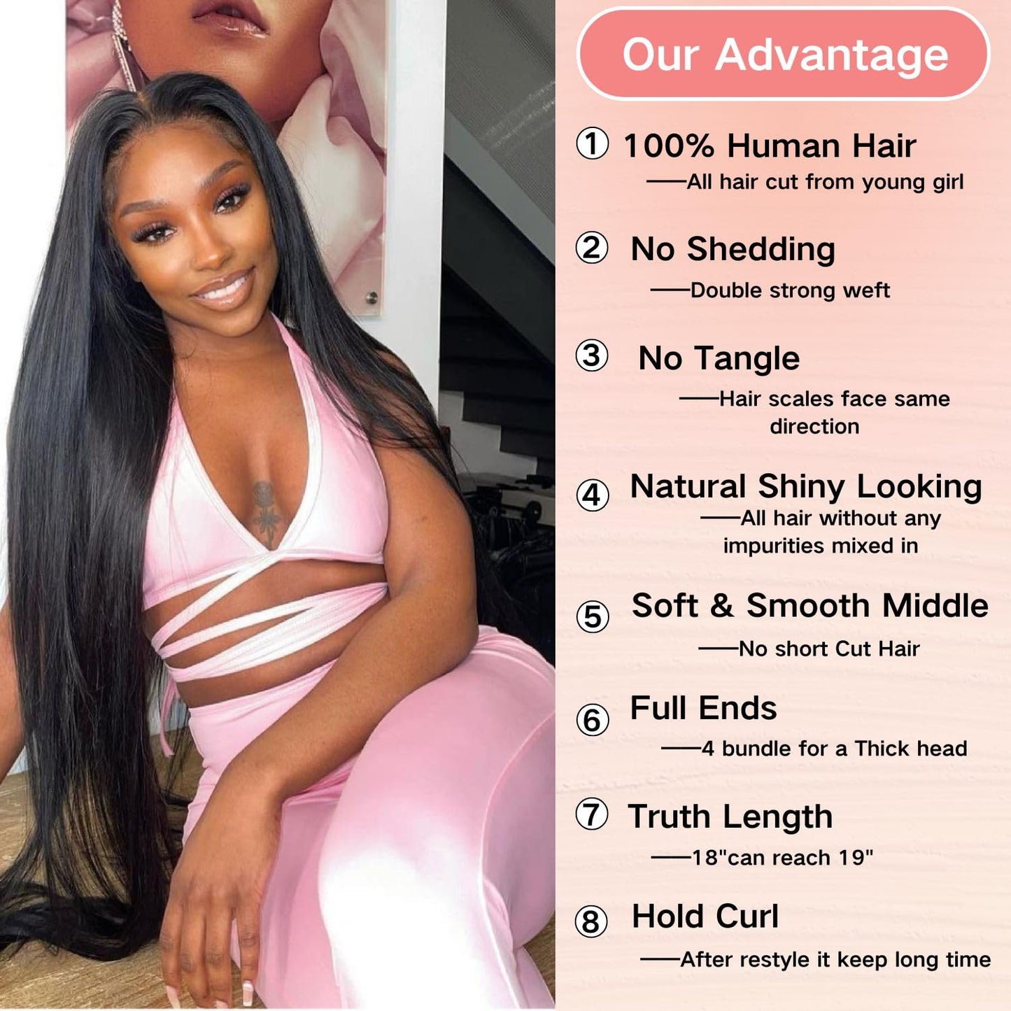 12A Human Hair Bundles - Straight 14 Inch 100% Unprocessed Brazilian Virgin Hair - Double Weft Weave - Natural Black Color Human Hair Extensions
