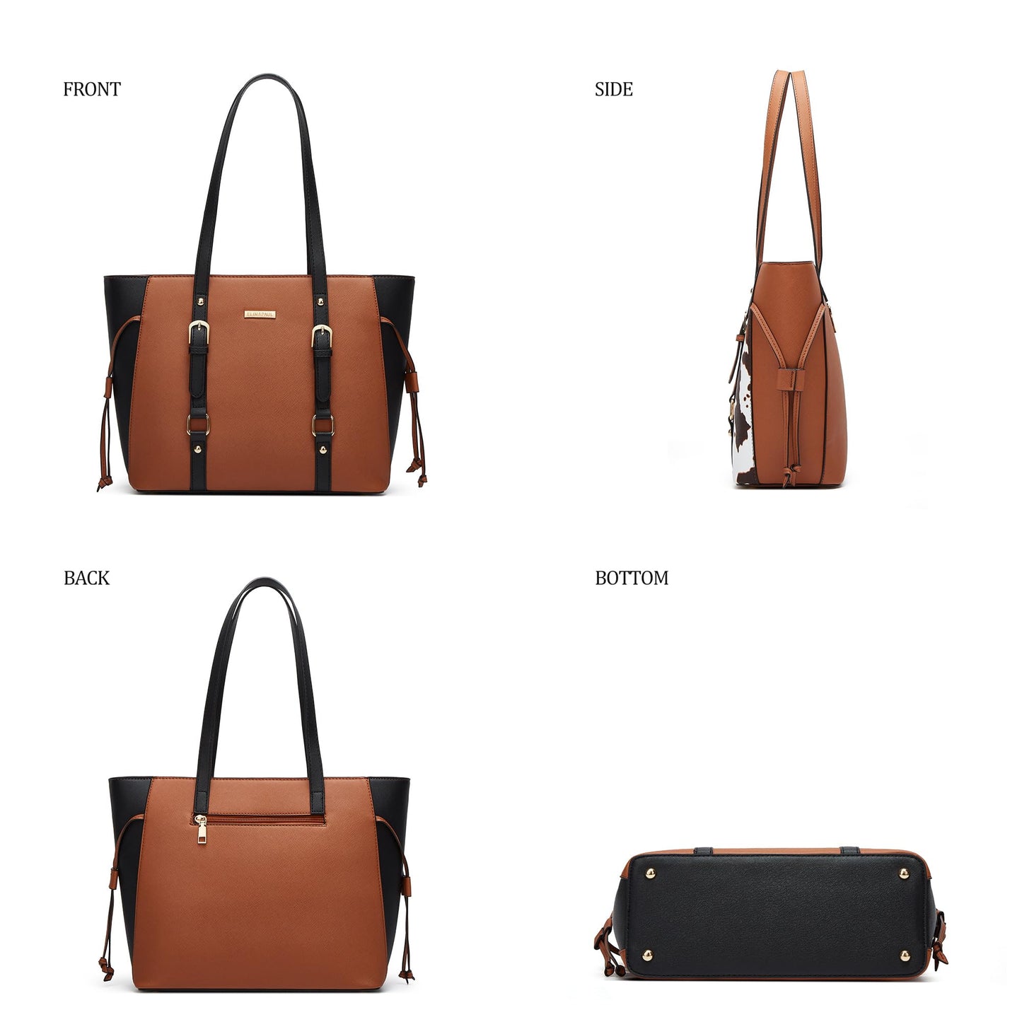 Women Fashion Synthetic Leather Handbags Tote Bag Shoulder Bag Top Handle Satchel Purse Set 4pcs