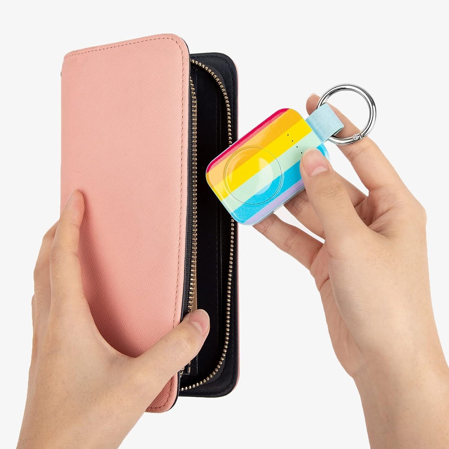 i.VALUX Portable Wireless Charger for Apple Watch Series 10/9/8/UItra/7/6/5/4/3/2/SE/Nike, Compact Magnetic iWatch Charger 1000mAh Power Bank Travel Keychain Style Gift for Mother Girl Birthday-Pink
