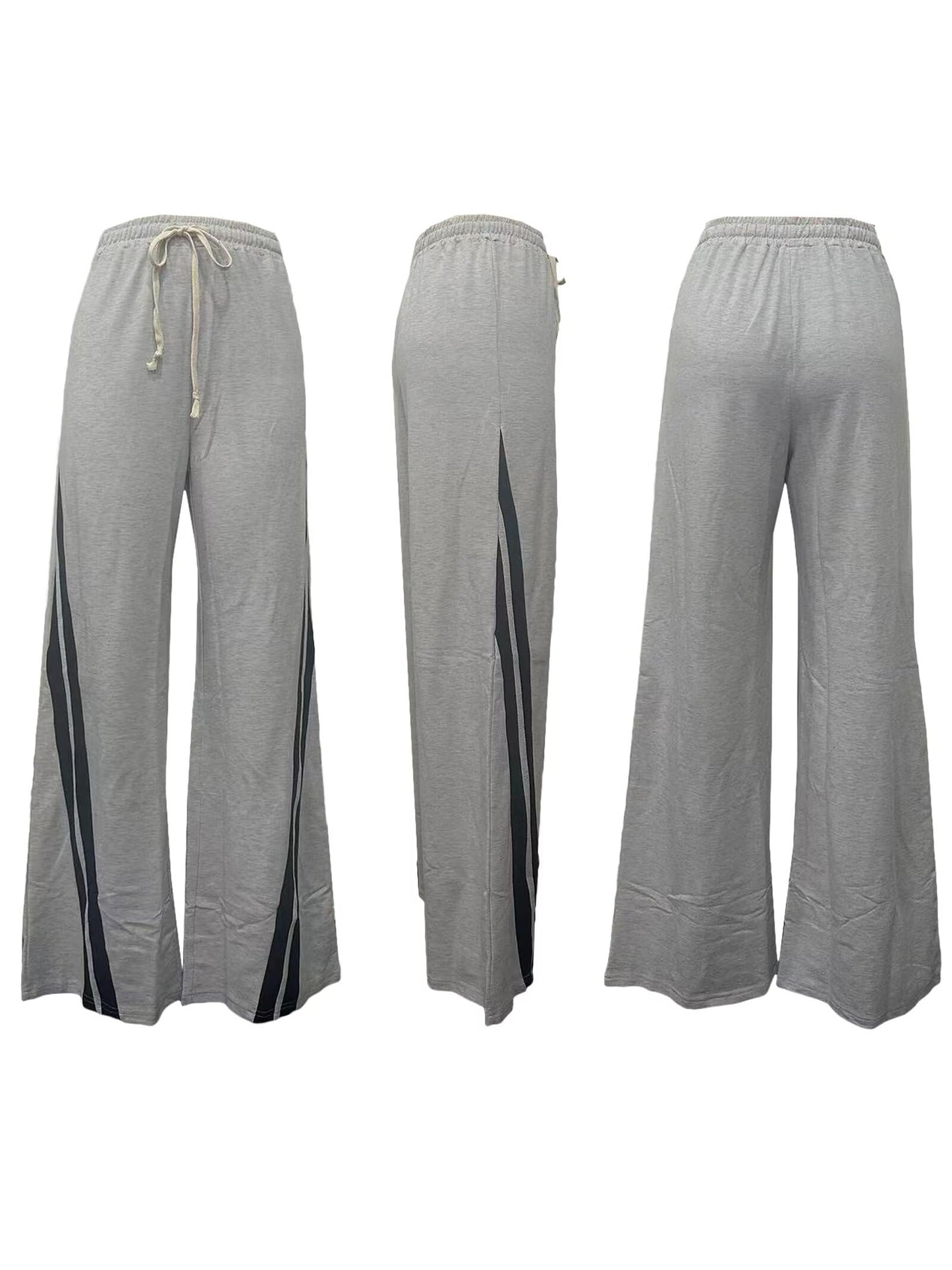 Patchwork Pants for Women High Waist Straight Wide Leg Sweatpants Color Block Striped Track Loose Pants