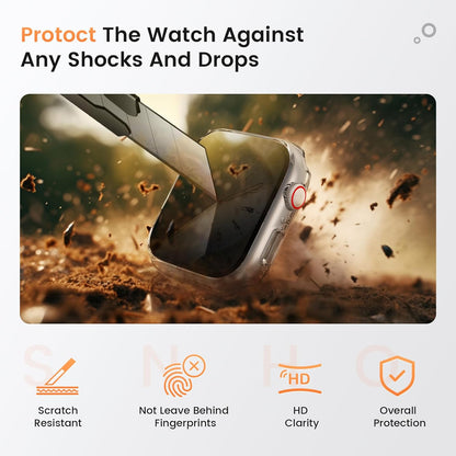 Goton Waterproof Privacy Case for Apple Watch Series 10 SE 9 8 7 6 5 4 Ultra 2 Ultra, Hard PC Bumper Tempered Glass Screen Protector for iWatch Cover Accessories, 46mm Matte Black