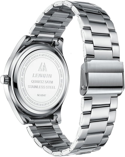 LN LENQIN Mens Watches Waterproof Stainless Steel Watch for Men Analog Quartz Fashion Business Designer Wristwatch