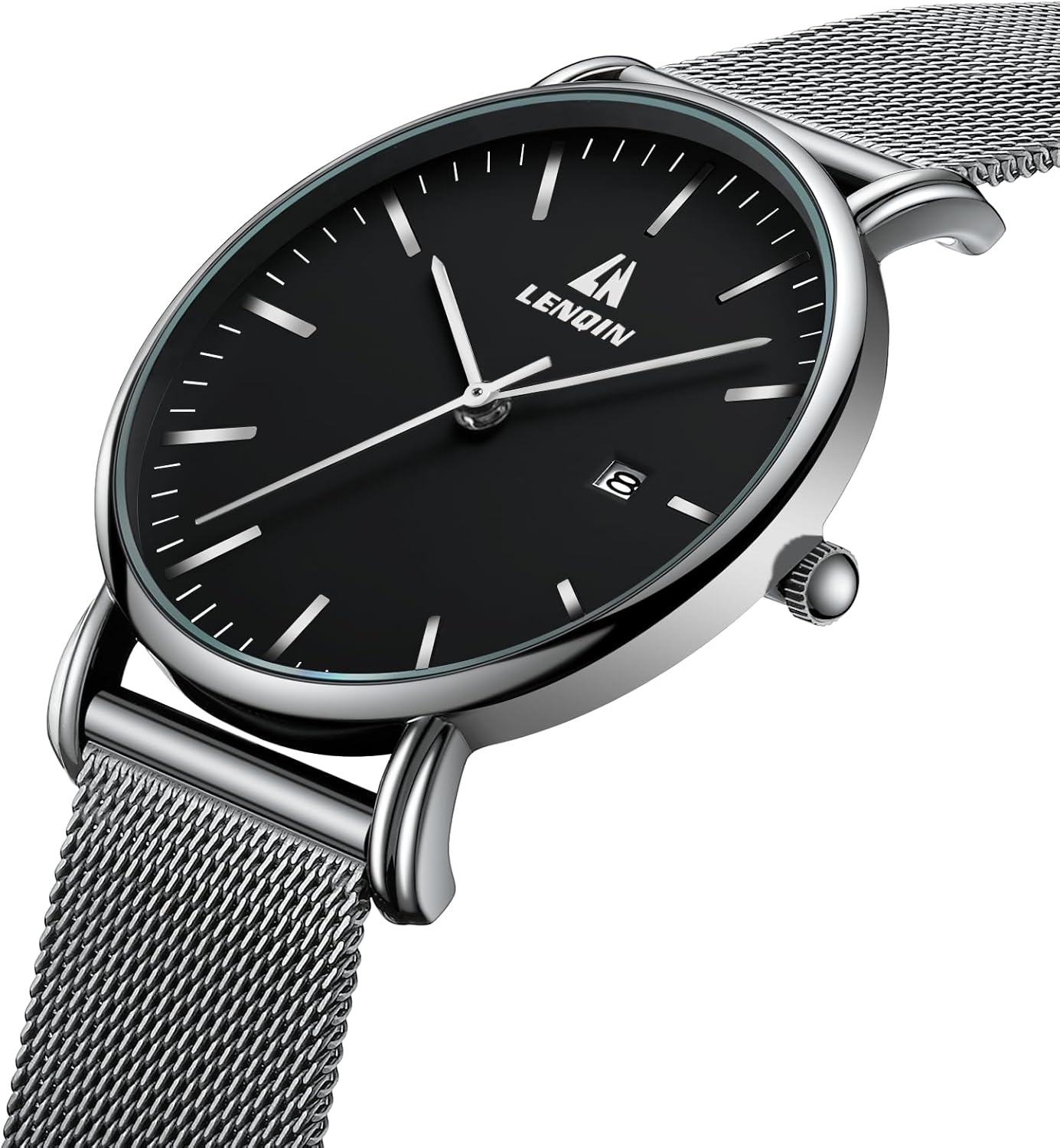 LN LENQIN Mens Watches Waterproof Stainless Steel Watch for Men Analog Quartz Fashion Business Designer Wristwatch