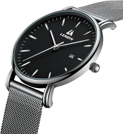 LN LENQIN Mens Watches Waterproof Stainless Steel Watch for Men Analog Quartz Fashion Business Designer Wristwatch