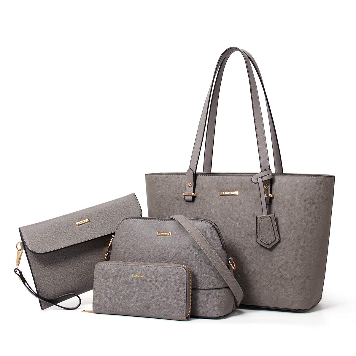 Women Fashion Synthetic Leather Handbags Tote Bag Shoulder Bag Top Handle Satchel Purse Set 4pcs