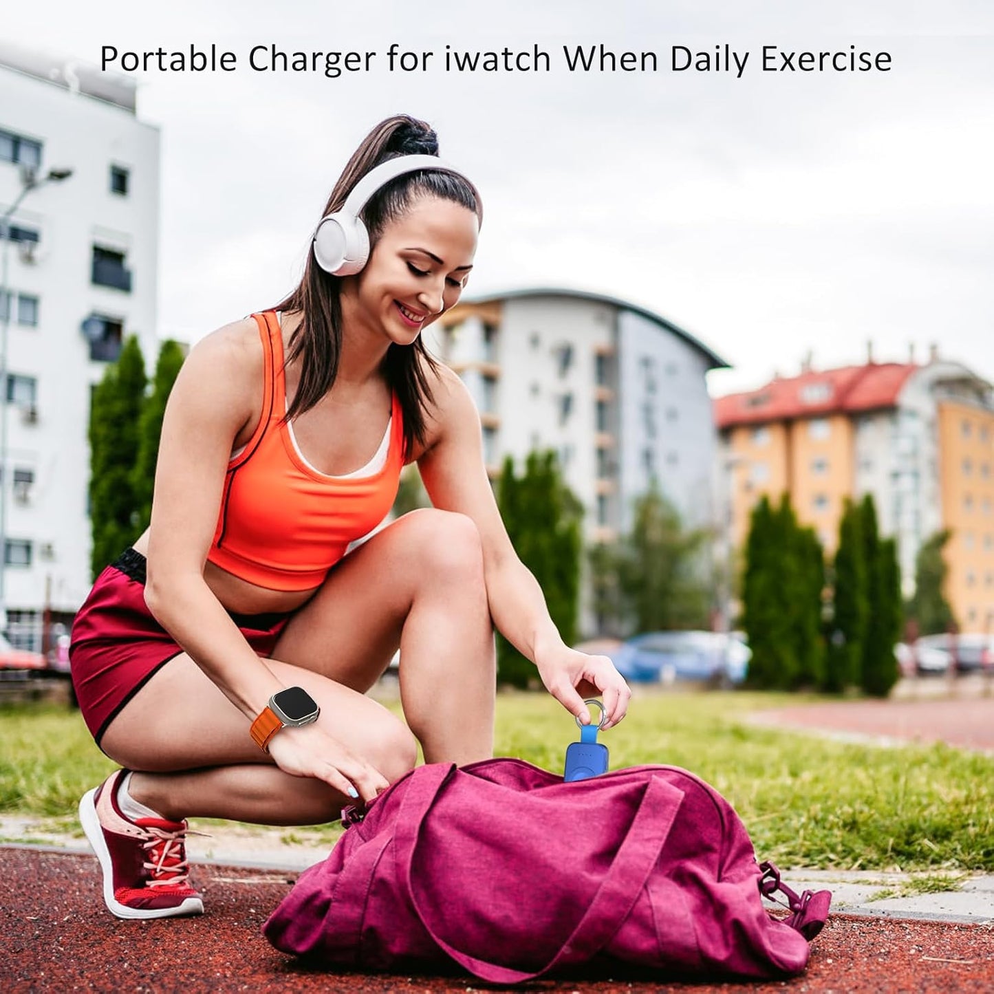 i.VALUX Portable Wireless Charger for Apple Watch Series 10/9/8/UItra/7/6/5/4/3/2/SE/Nike, Compact Magnetic iWatch Charger 1000mAh Power Bank Travel Keychain Style Gift for Mother Girl Birthday-Pink