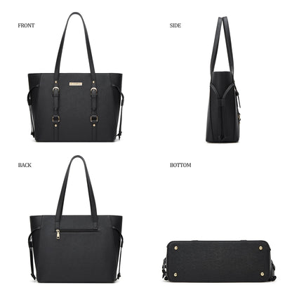 Women Fashion Synthetic Leather Handbags Tote Bag Shoulder Bag Top Handle Satchel Purse Set 4pcs
