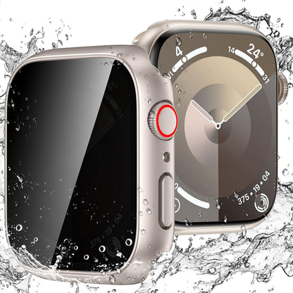 Goton Waterproof Privacy Case for Apple Watch Series 10 SE 9 8 7 6 5 4 Ultra 2 Ultra, Hard PC Bumper Tempered Glass Screen Protector for iWatch Cover Accessories, 46mm Matte Black