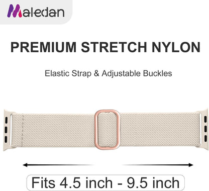 Maledan 10 Pack Stretchy Solo Loop Compatible with Apple Watch Band 40mm 38mm 41mm 42mm 44mm 45mm 46mm 49mm Women Men,Soft Nylon Elastic Strap Wristband for iWatch Series 10 9 8 7 6 5 4 3 2 1 SE Ultra